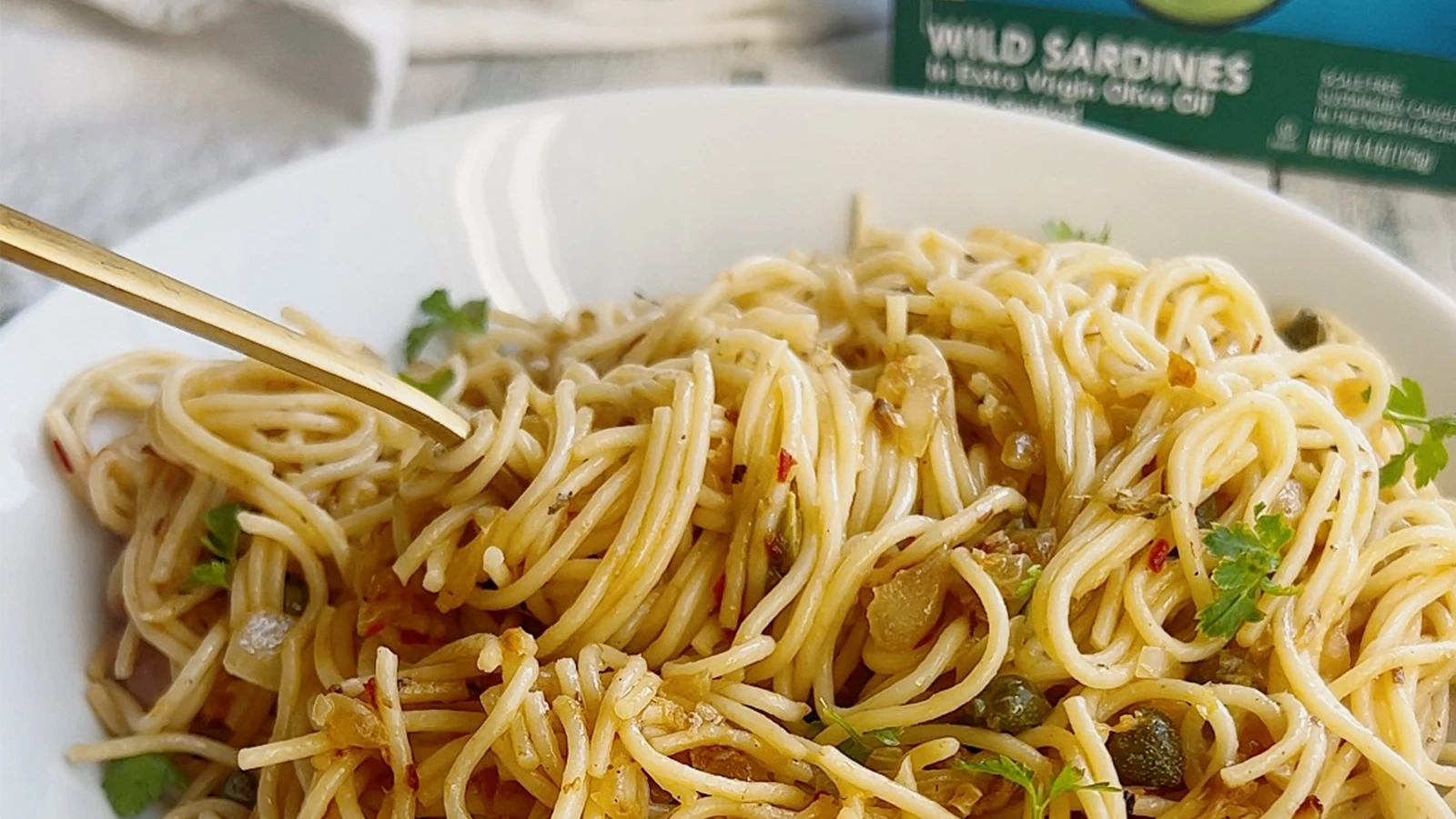 Image of Salty Spicy Mediterranean Sardine Pasta
