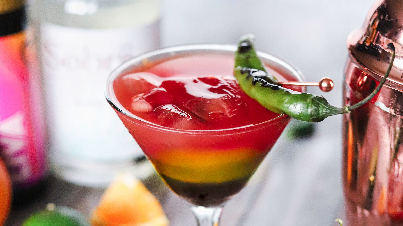 Image of Layered Charred Chili & Orange Sunset Mocktail