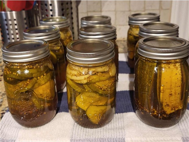 Image of Kitcheneez Pickles with canning directions using our Refrigerator Pickle seasoning mix