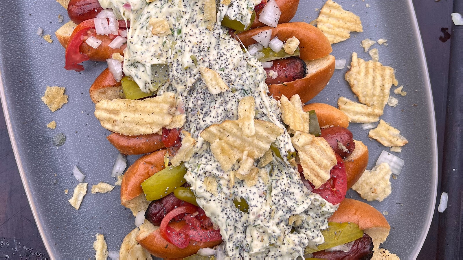 Image of Chicago-Style Dill Pickle Dip Hot Dogs