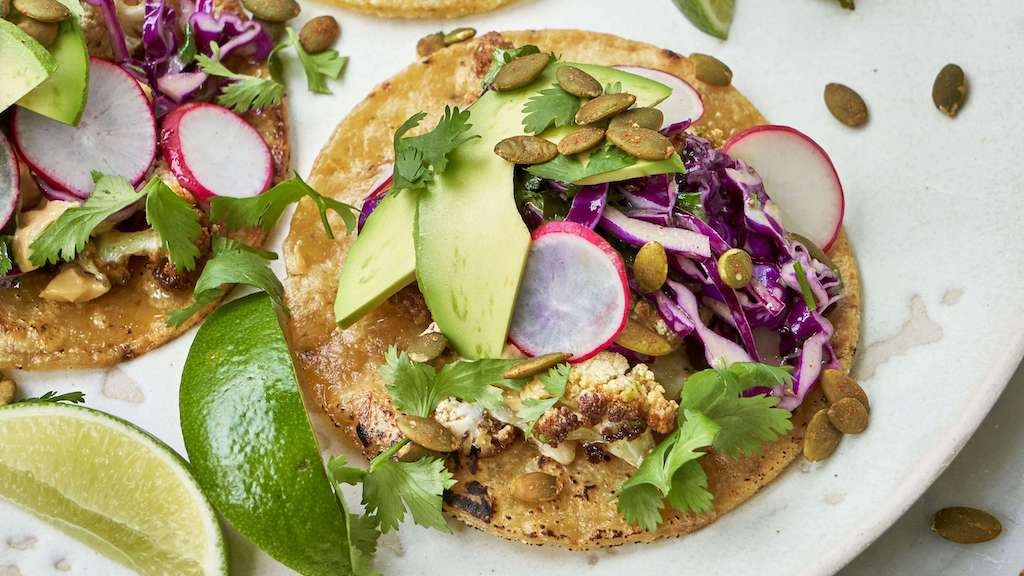 Image of Caramelized Cauliflower and Poblano Slaw Tacos