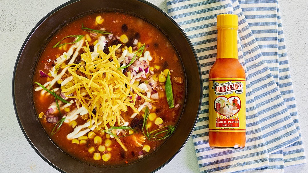 Image of Chicken Tortilla Soup with Marie Sharp’s Garlic Habanero Pepper Sauce