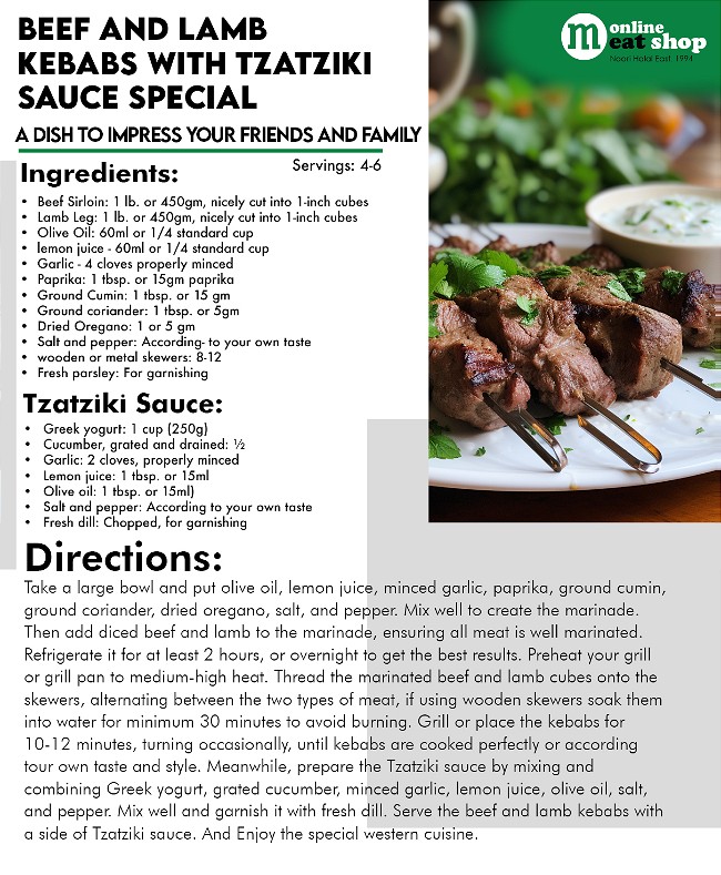 Image of Recipes: Beef and Lamb Kebabs with Tzatziki Sauce Special: A Dish to impress your Friends and Family