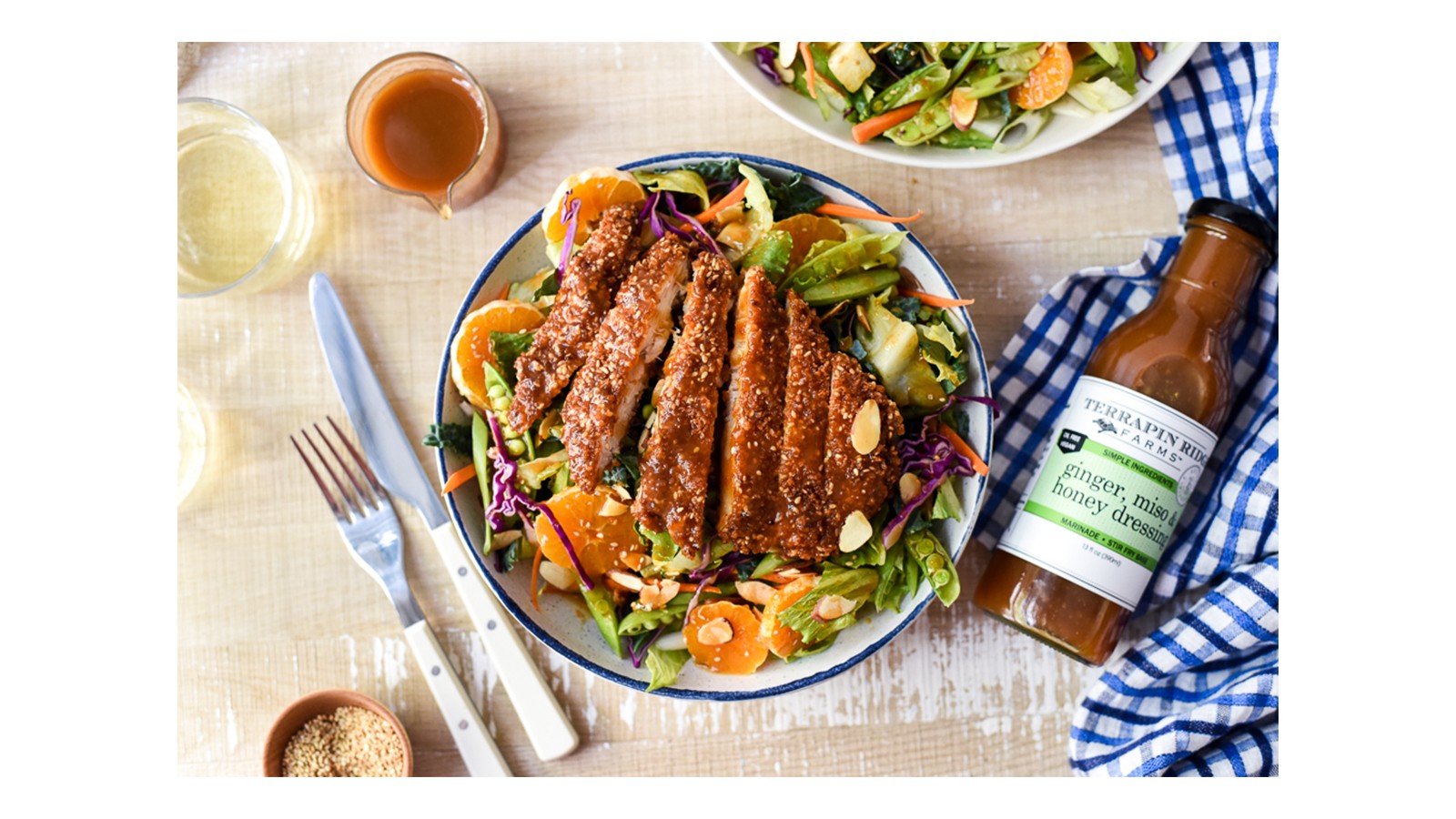 Image of Crispy Sesame Chicken Salad with Ginger, Miso & Honey Dressing