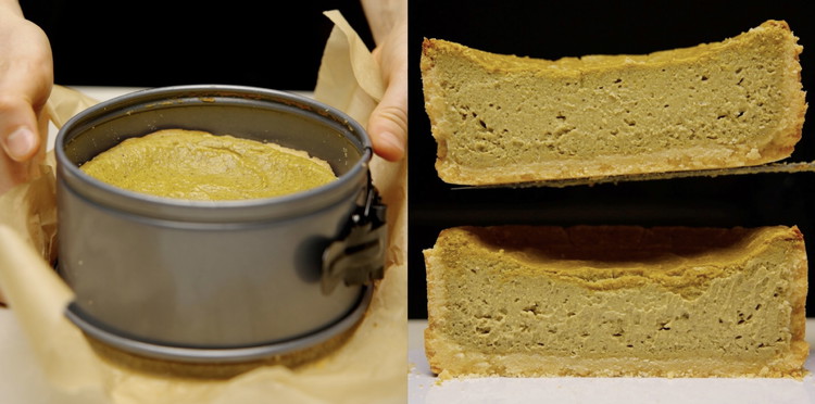 Image of After an hour of cooking the cheesecake remove it from the oven & the tray & let it cool completely. Resist the temptation of cutting the cake before it has properly cooled as it sets completely whilst it is cooling.