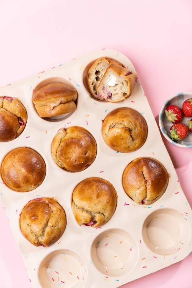 Image of Yoghurtmuffins med jordgubbar