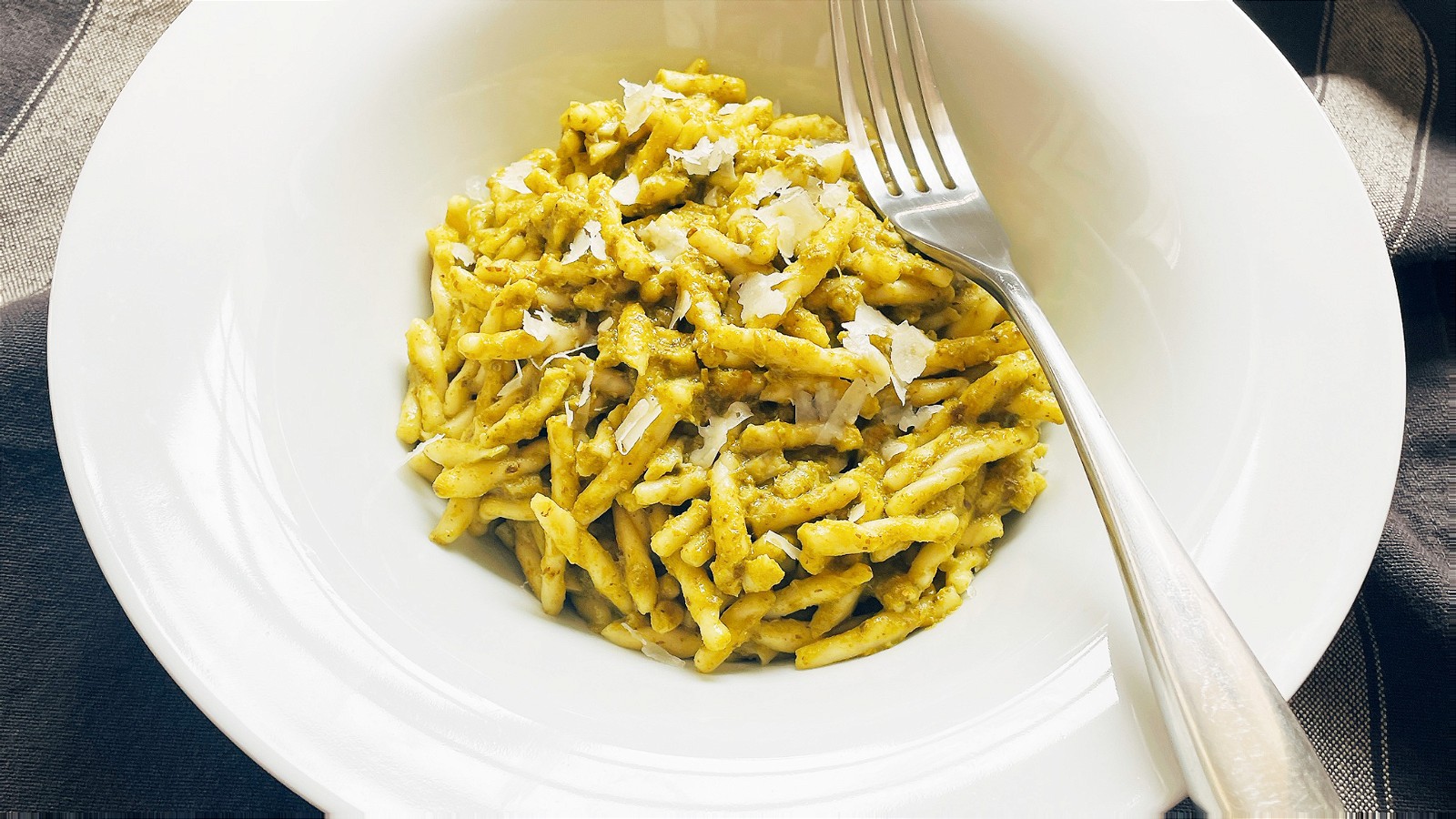 Image of Trofiette pasta with pesto and Parmesan
