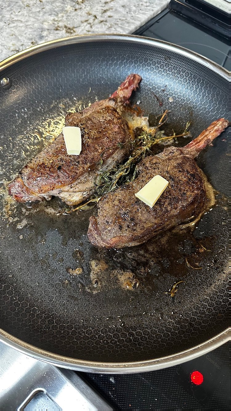 Image of Once you've seasoned your chops and your pan is heated,...