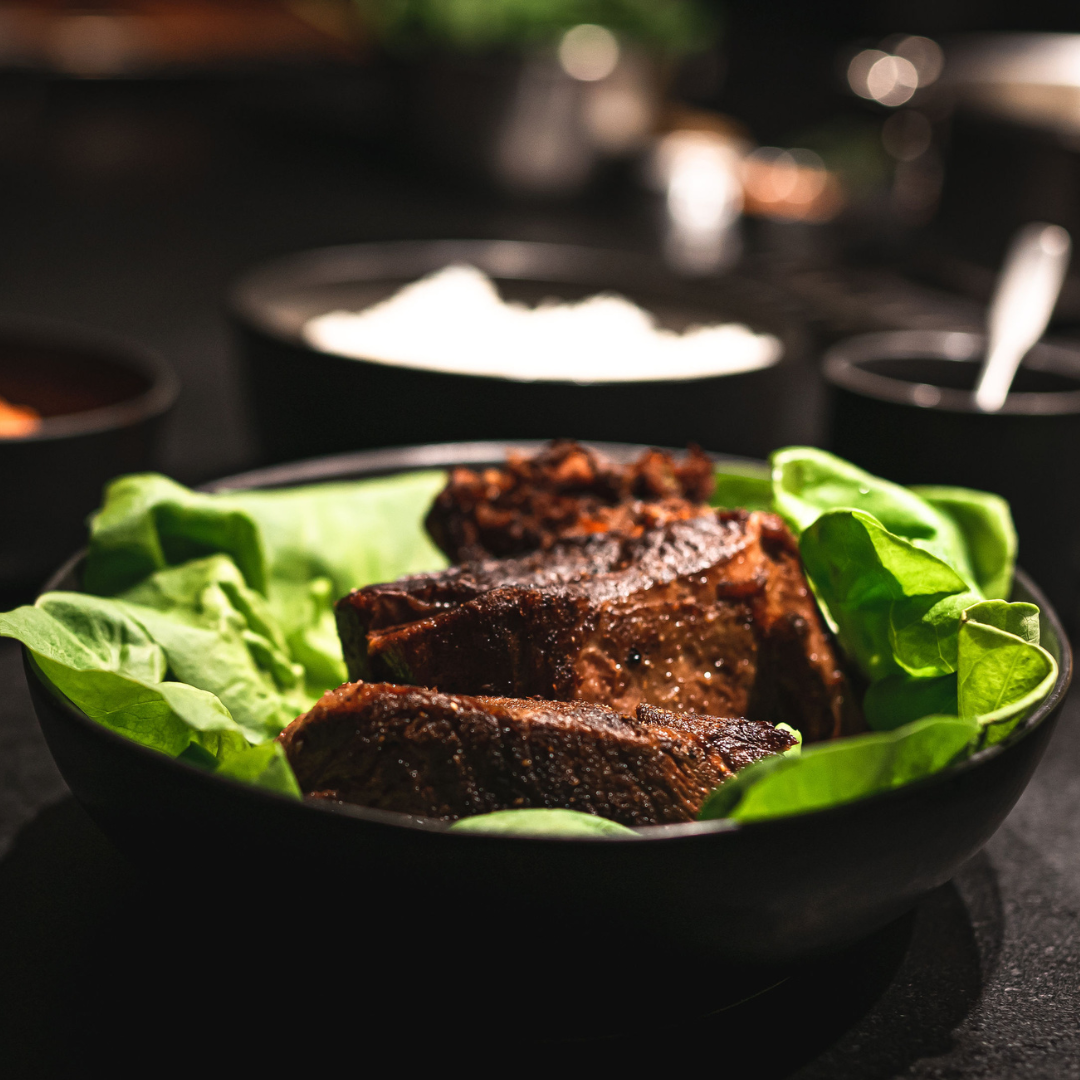 Sous Vide Bison Bo Ssam with Ginger Scallion Sauce and Daikon/Carrot Pickles