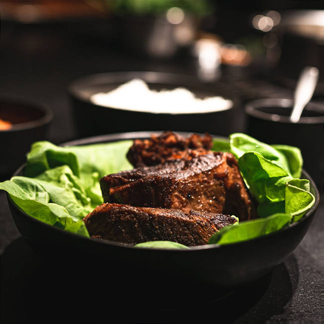 Image of Sous Vide Bison Bo Ssam with Ginger Scallion Sauce and Daikon/Carrot Pickles