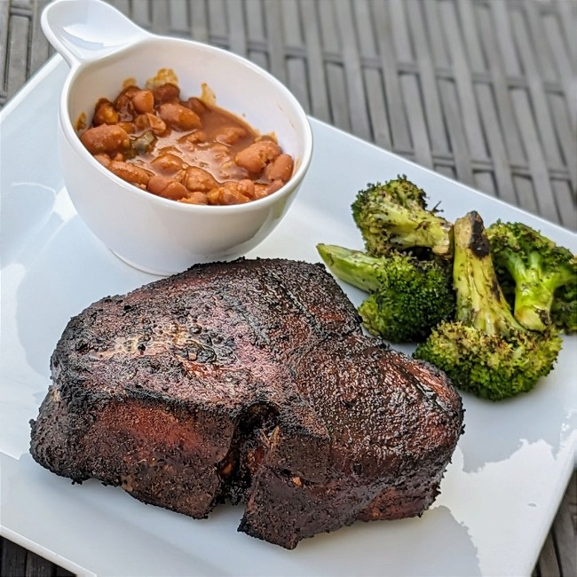 Image of Reverse Seared Pork Chops with Coffee Rub