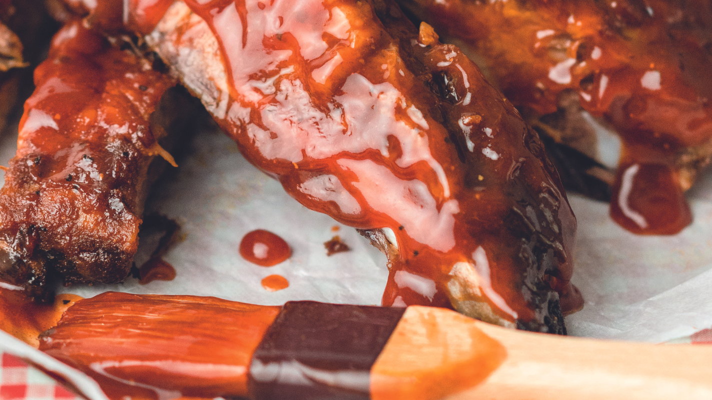 AR Hot honey smokey ribs covered in rich sauce