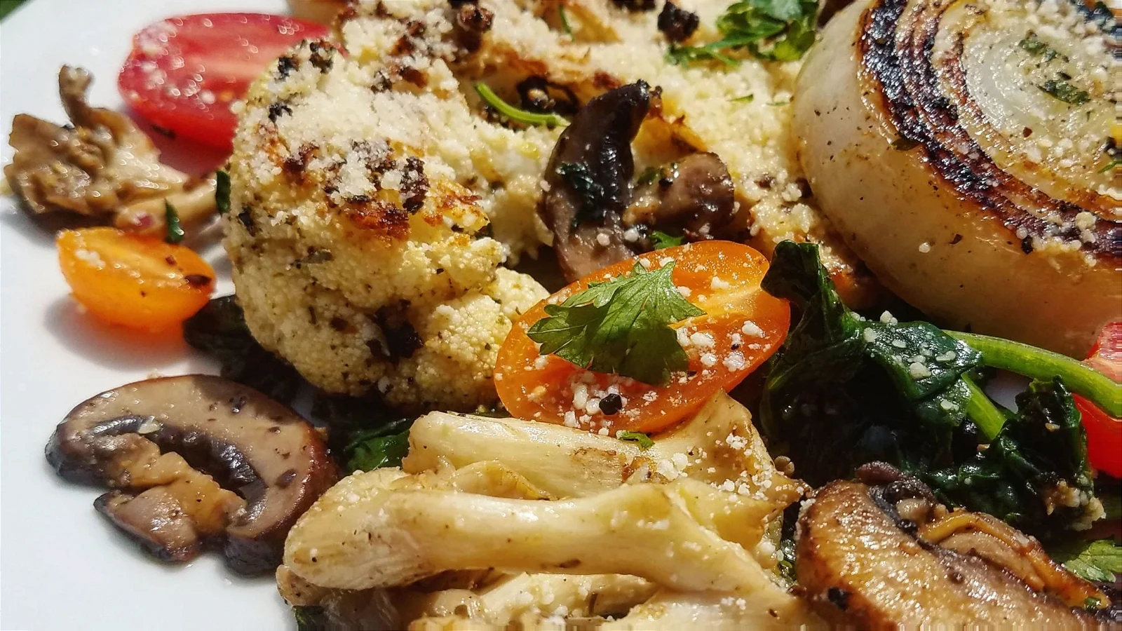 Image of Marinated Cauliflower Steaks and Veggies