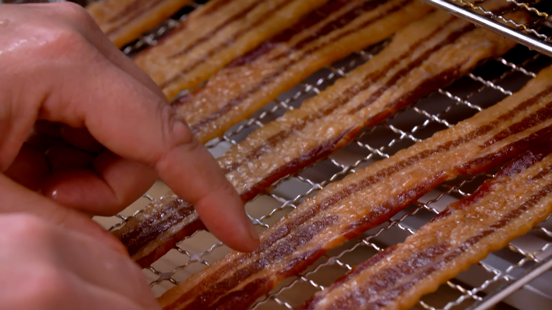 Image of Let the jerky cool, then enjoy your Maple Bourbon Bacon...