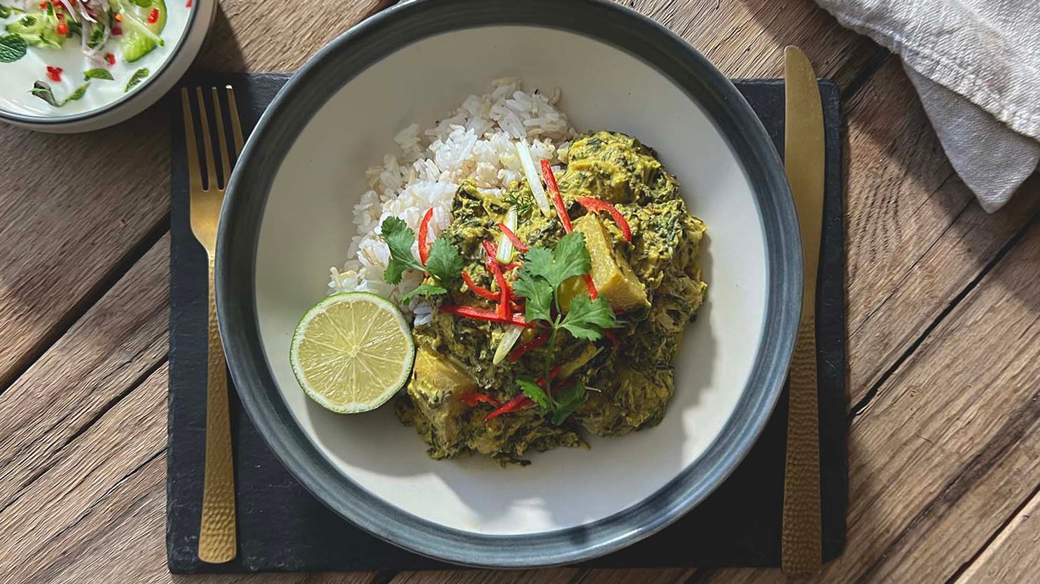 Image of Veggie Saag Aloo Curry with Rice