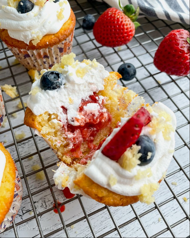 Image of Red White & Blueberry Protein Cupcakes (Dairy Free, Gluten Free)