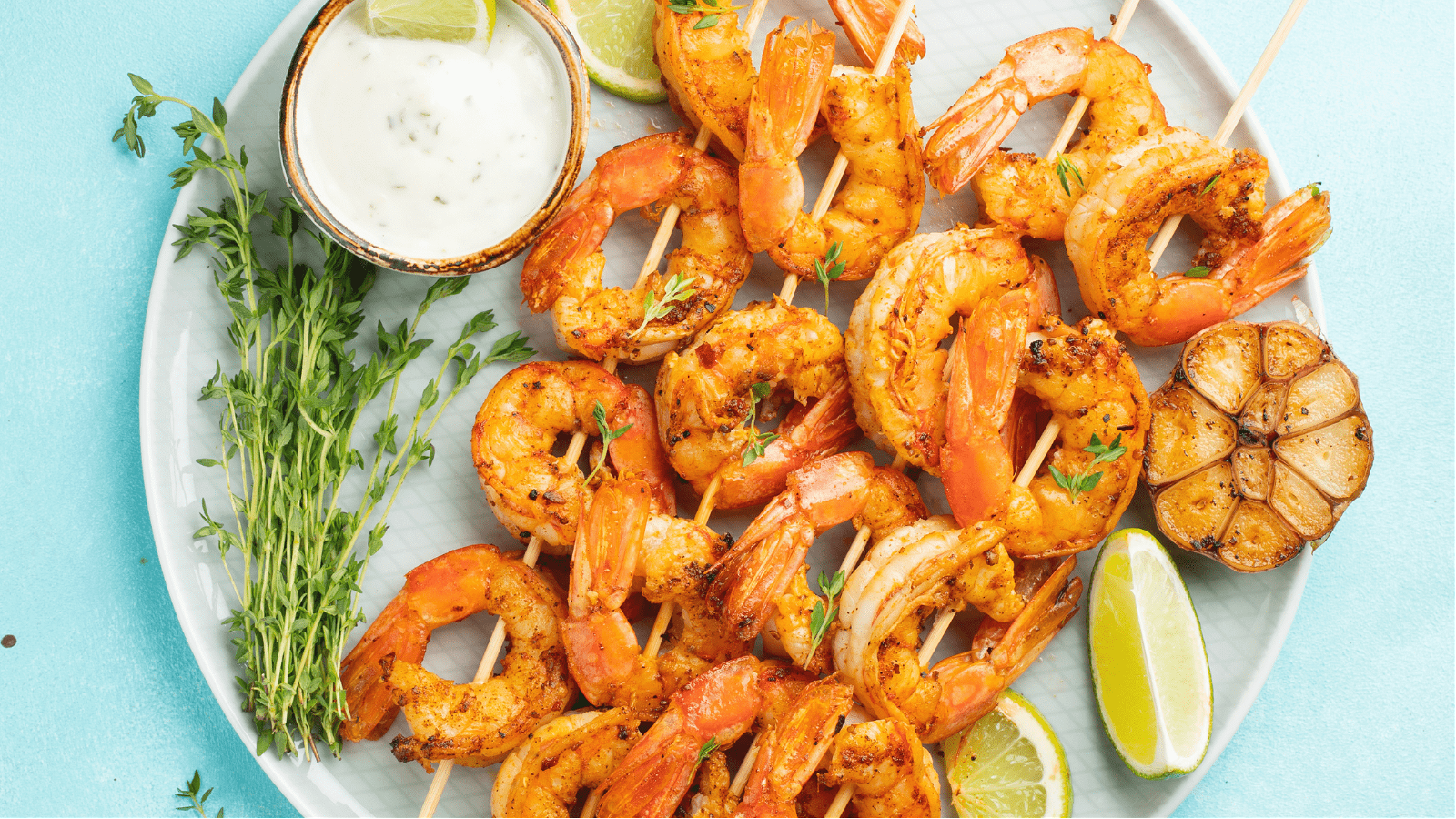 Image of Air Fryer Lemon Garlic Shrimp Skewers