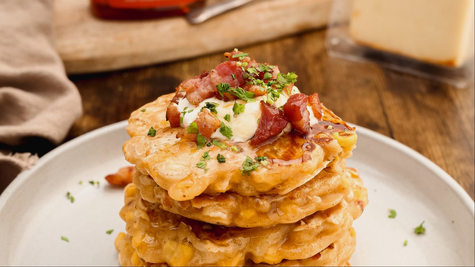 Image of Cheesy Corn Fritters With Hot Honey