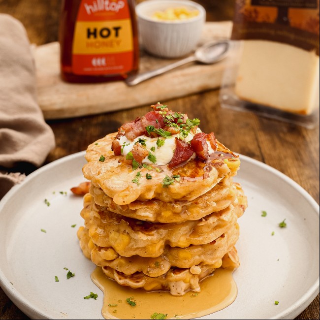 Image of Cheesy Corn Fritters With Hot Honey