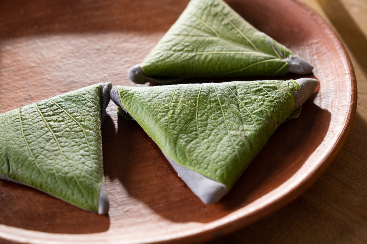 Hoja Santa Tetelas with Almond Crema