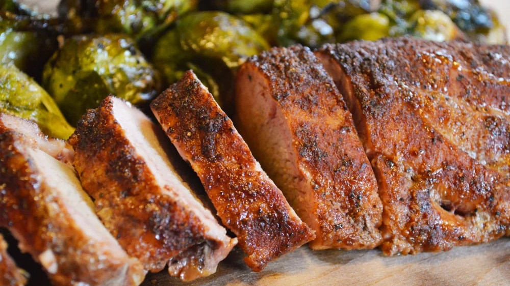 Image of Cedar Plank Pork Tenderloin with Caramelized Brussel Sprouts