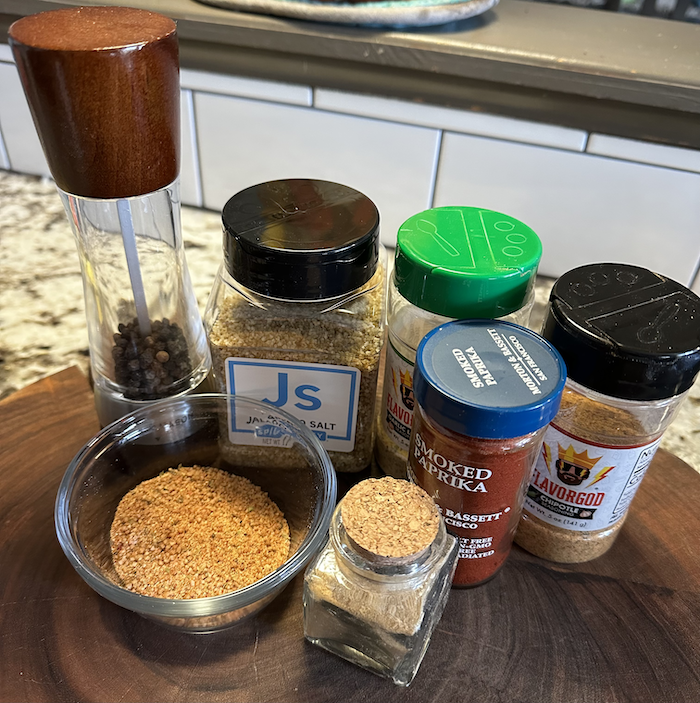 Image of Once your rub is made, remove the tenderloin from the package and pat all sides dry. Liberally season all sides of the tenderloin.