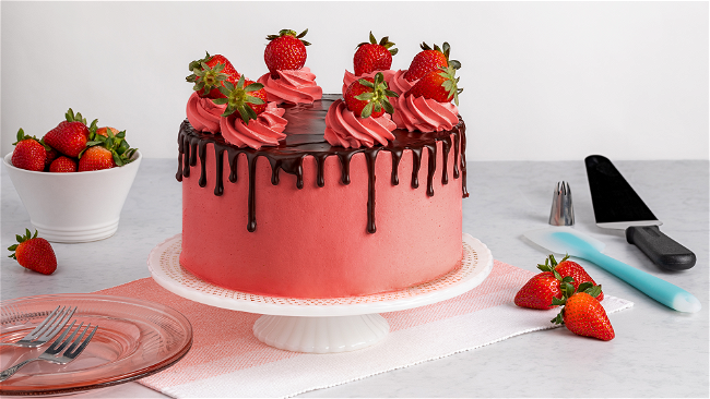 Image of Dark Chocolate Cake with Strawberry Buttercream