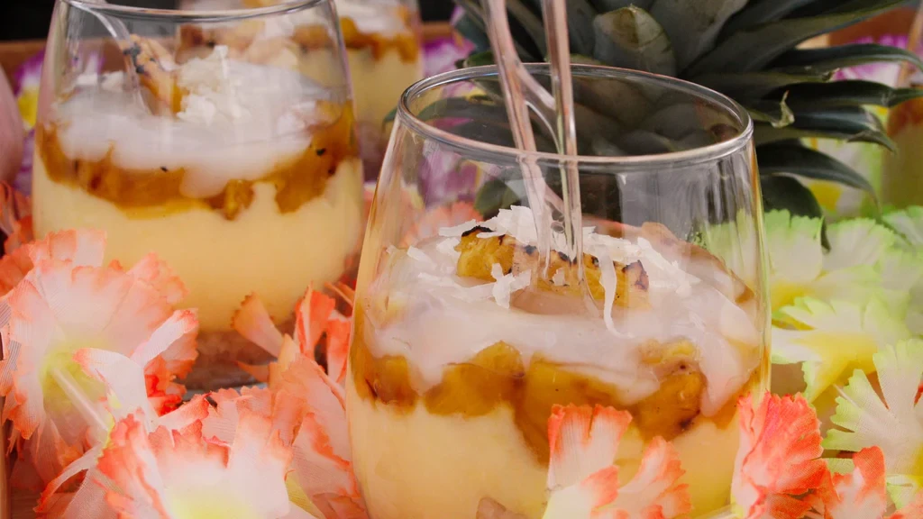 Image of Pina Colada Parfait with Grilled Pineapple and Toasted Coconut