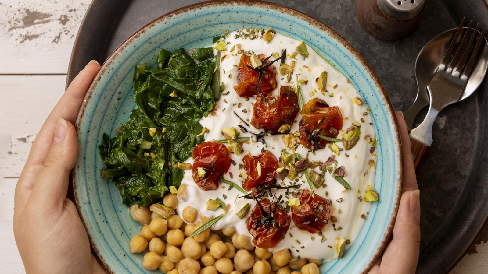 Image of Chickpea and spinach bowl