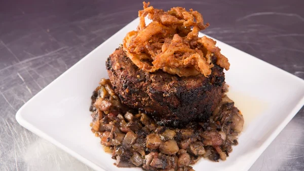 Image of Bacon Portobello Filet with Crispy Onion Straws