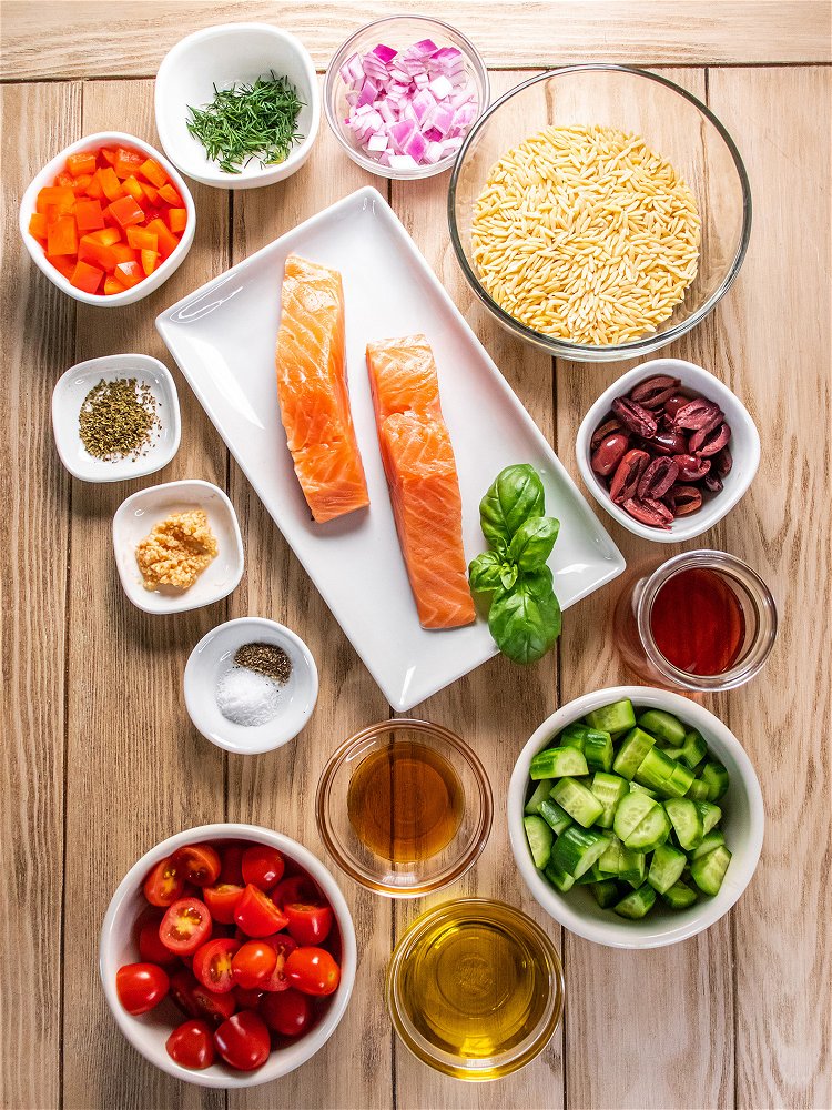 Image of Thaw Salmon and prepare ingredients.