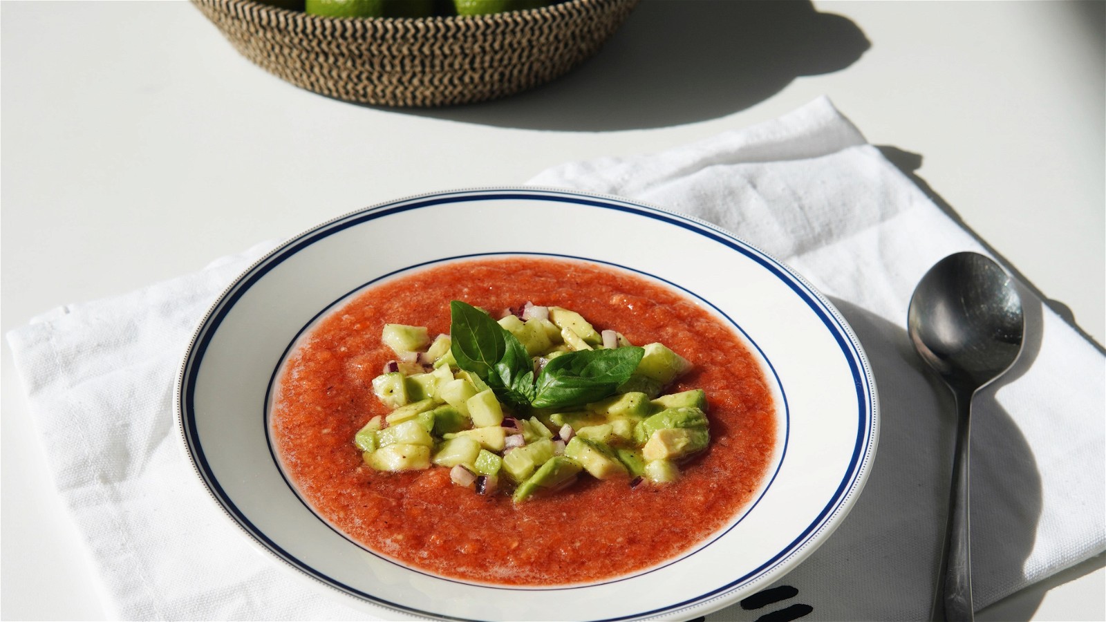Image of Chilled Gazpacho Soup with Avocado and Cucumber Salsa