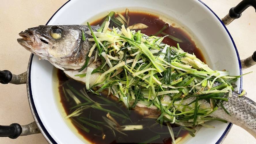 Image of Steamed Fish with Spring Onion and Ginger