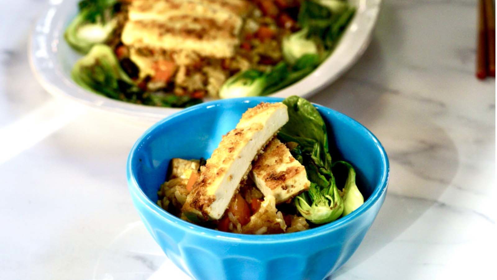 Image of Vegetable Fried Rice with Tofu Tonkatsu