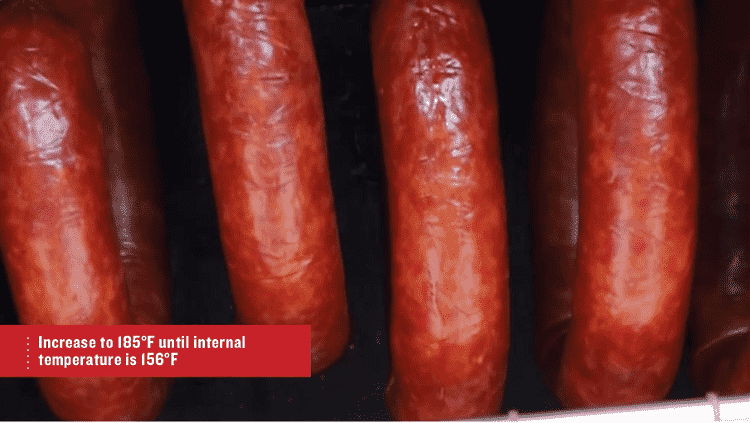 Image of Remove the sawdust pan and increase the temp of the smoker to 180 degrees and cook until the internal temp of the sausage reaches 158 degrees.
