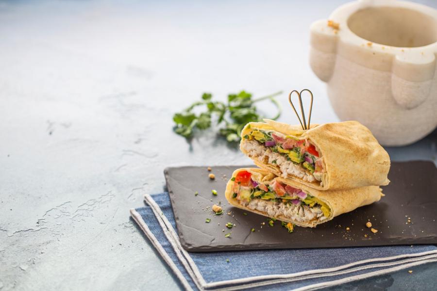 Image of Quick Seabass Branzino Wrap with Deconstructed Guacamole