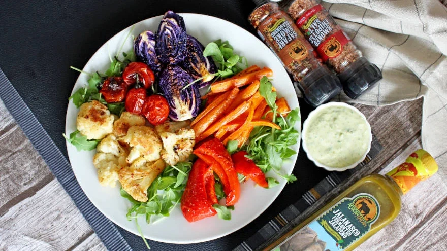 Image of Roasted Vegetable Platter with Jalanasco Dipping Sauce