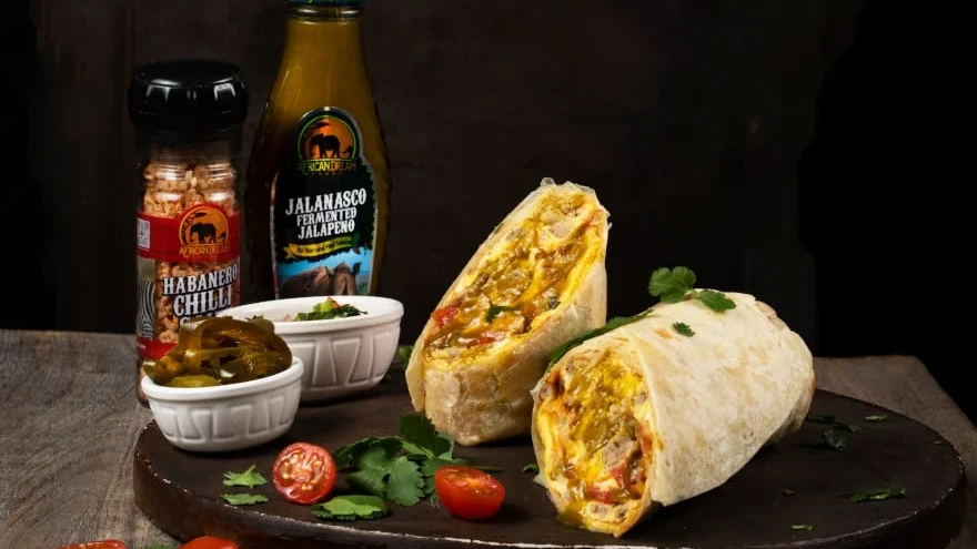 Image of Spicy Jalanasco Breakfast Burrito with Habanero Tomato Salsa