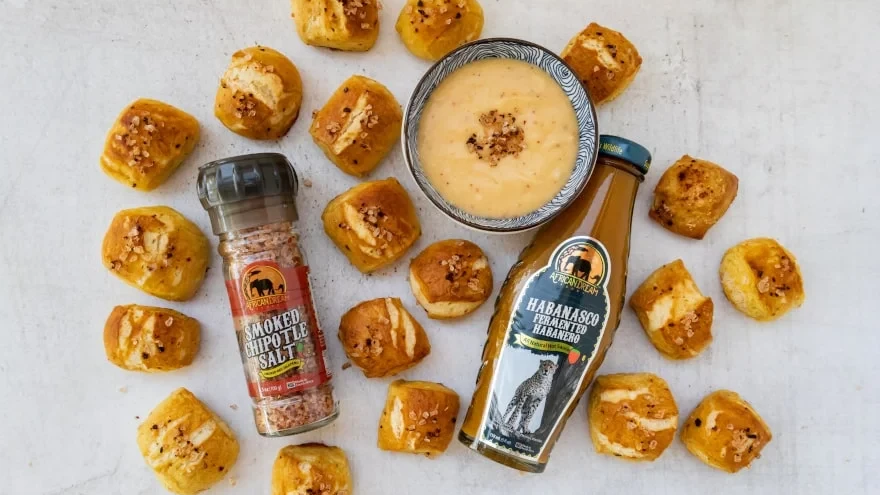Image of Smoky Spicy Pretzel Bites with Habanasco Queso