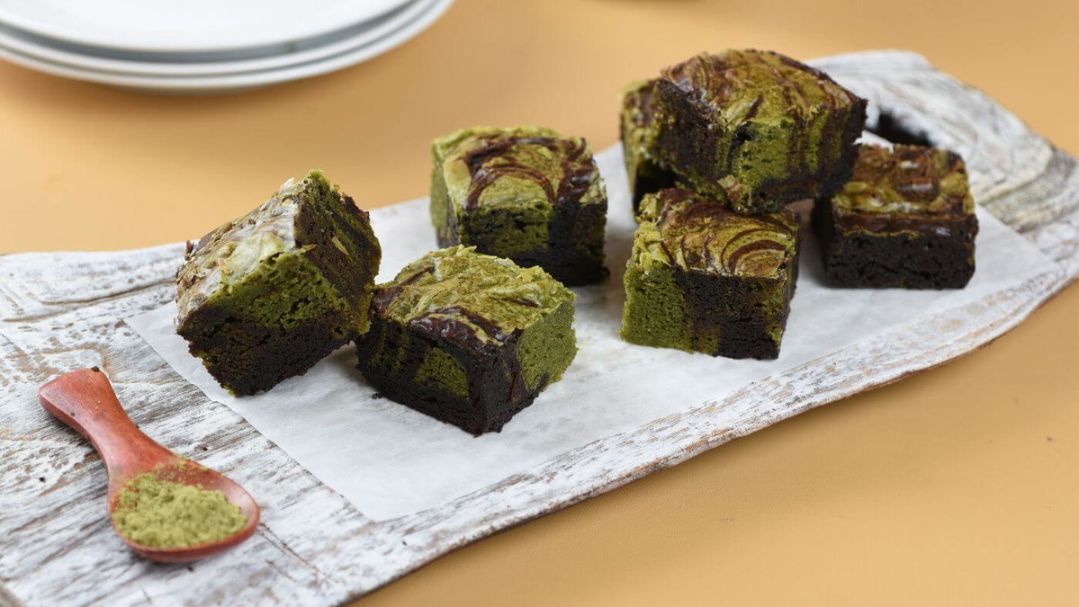 Brownies Matcha mantequilla dorada