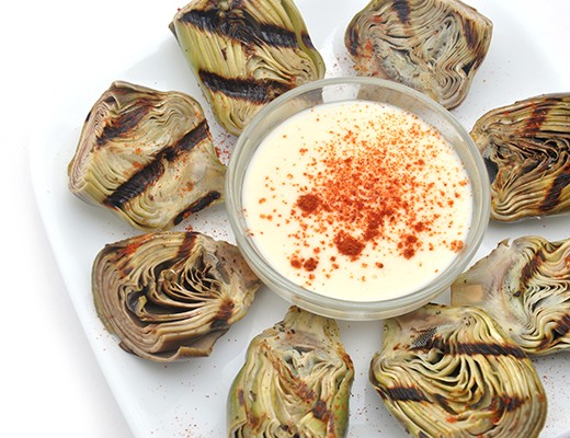 Image of Grilled Baby Artichokes with Hatch Pepper Dusted Hollandaise Sauce