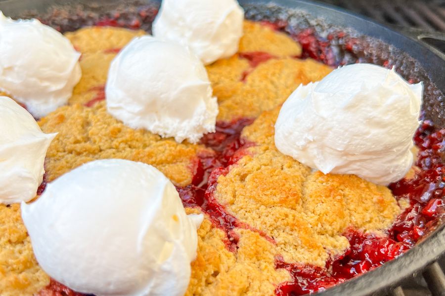 Grill-Top Raspberry Cobbler