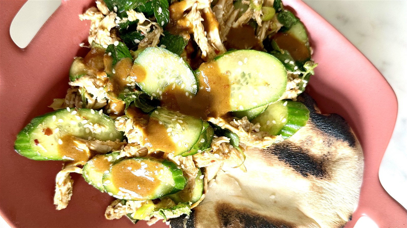 Image of Cold Chicken Chili Lime Salad with Cucumbers and Sesame