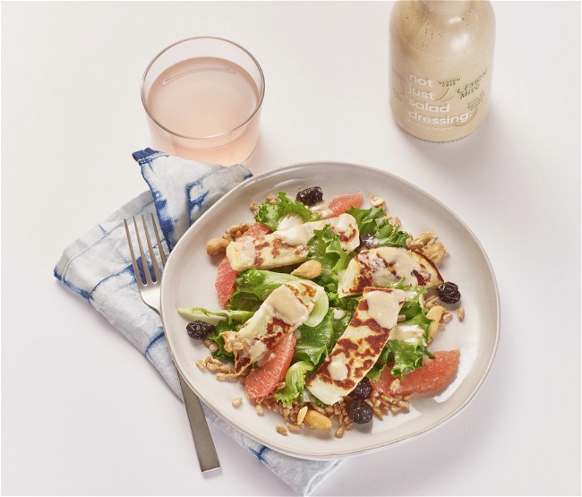 Image of Tender Greeens with Seared Halloumi and Citrus
