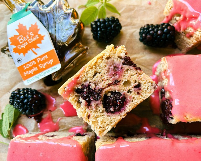 Image of Maple Blackberry Snacking Cake with Blackberry Icing