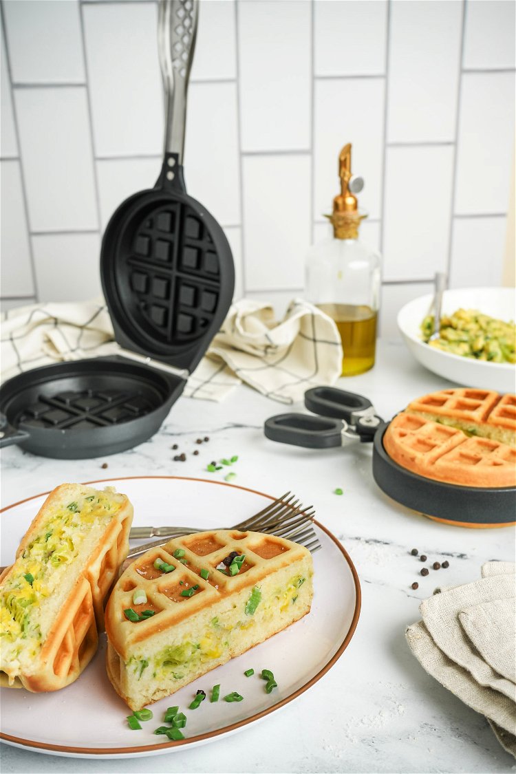 Image of Remove the waffle from The Stuffed Waffle Iron using the...