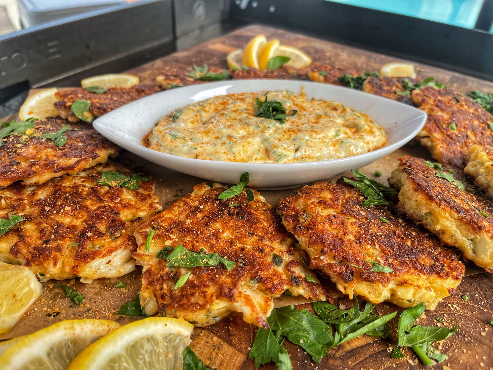 Cheesy Crab and Corn Fritters – Blackstone Products