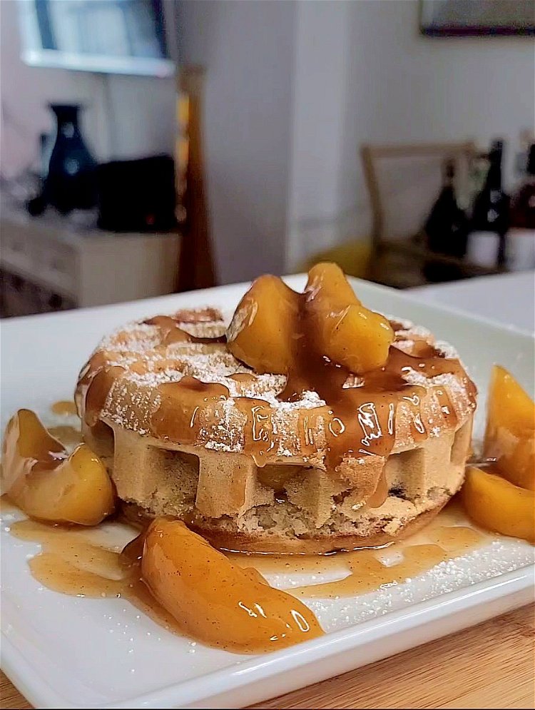 Image of Optionally, drizzle some maple syrup over the stuffed waffle for...