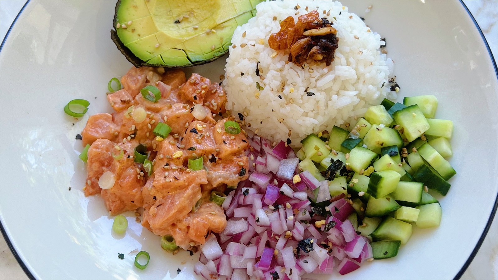 Image of Salmon Poke Bowl with Kari Kari Chili Crisp