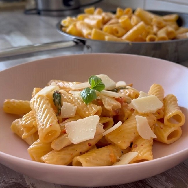 Image of Cremige Nudeln mit Hähnchen